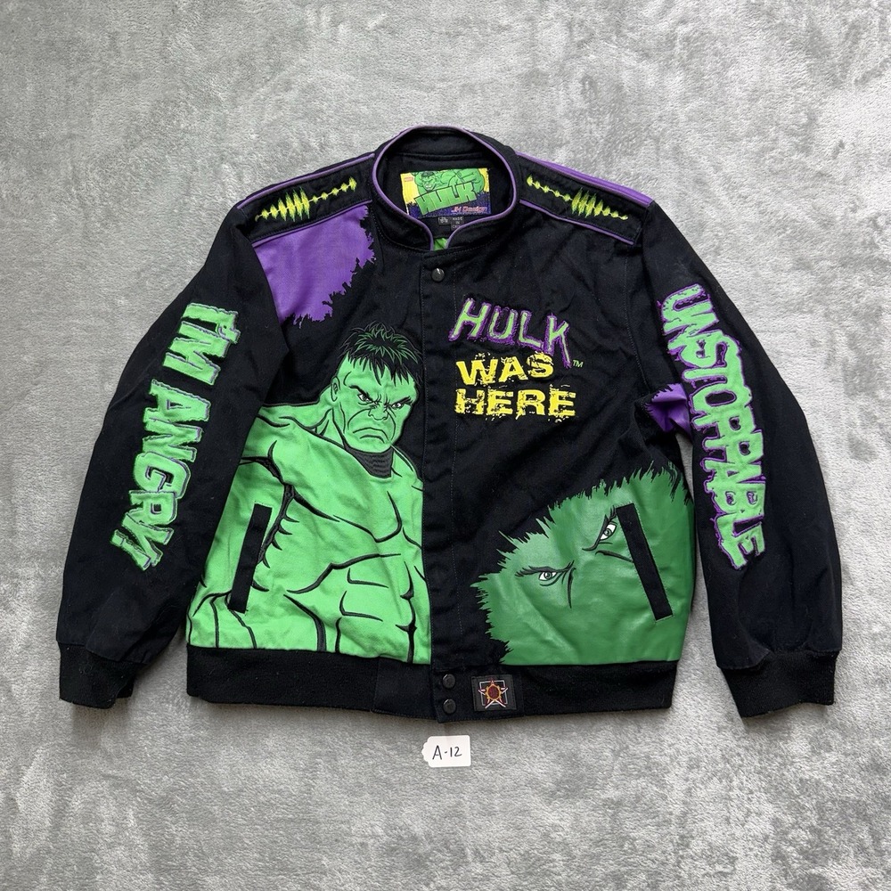 JH Design Marvel The Incredible Hulk Racing Jacket Youth Kids Size XXL 13-14